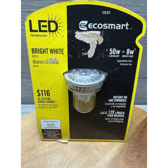 EcoSmart 50W Equivalent Bright White MR16 GU5.3 Dimmable LED Light Bulb - Picture 1 of 2